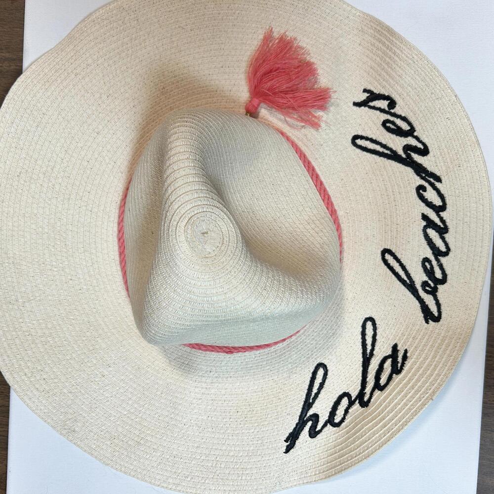 Serra "Hola Beaches" Embroidered Straw Sun Hat NWT